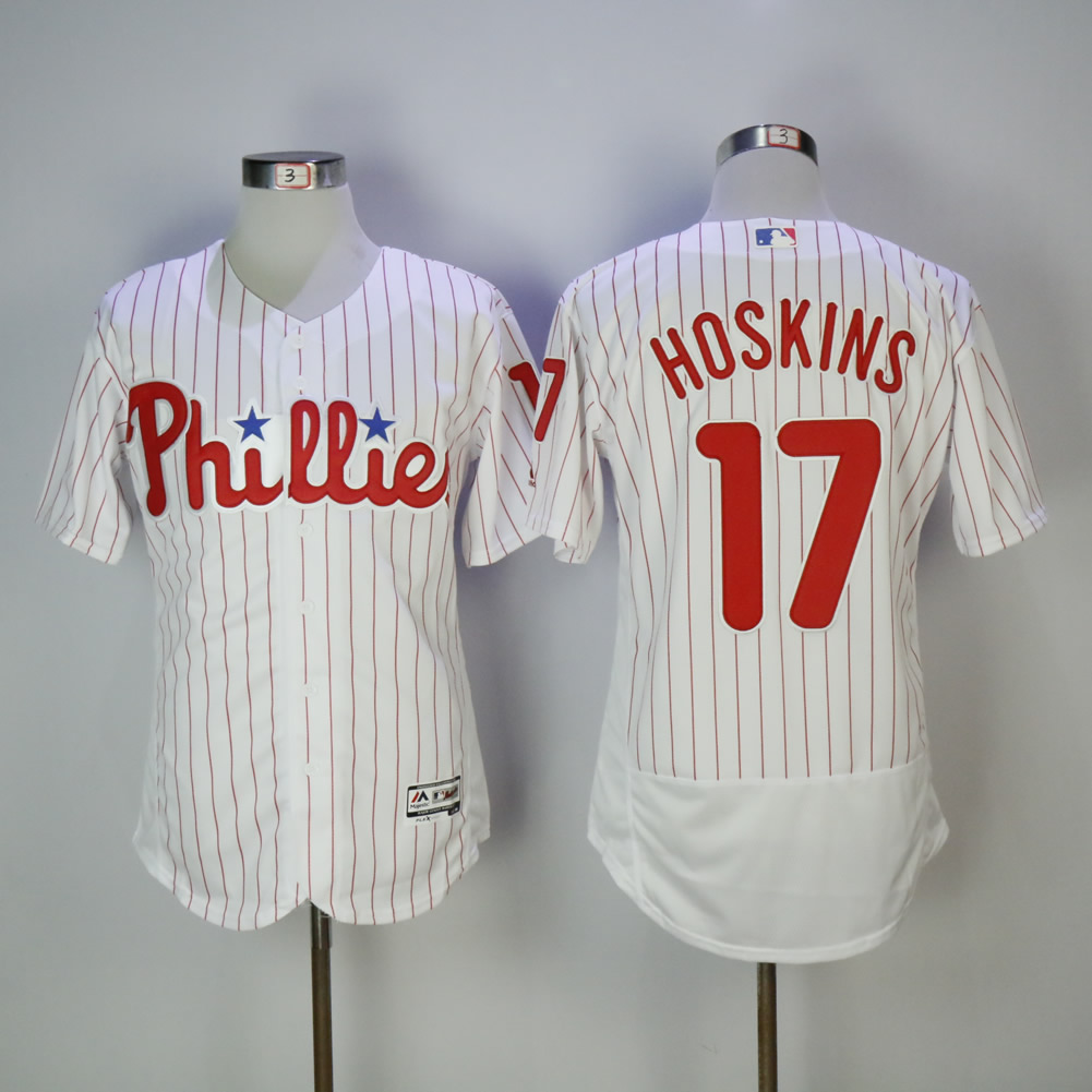 Men Philadelphia Phillies 17 Hoskins White Elite MLB Jerseys
